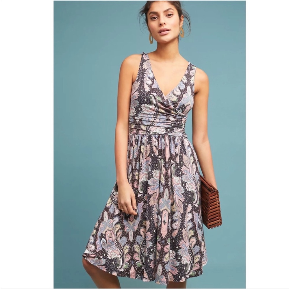 Anthropologie Maeve Leslie Paisley Midi Dress Purple